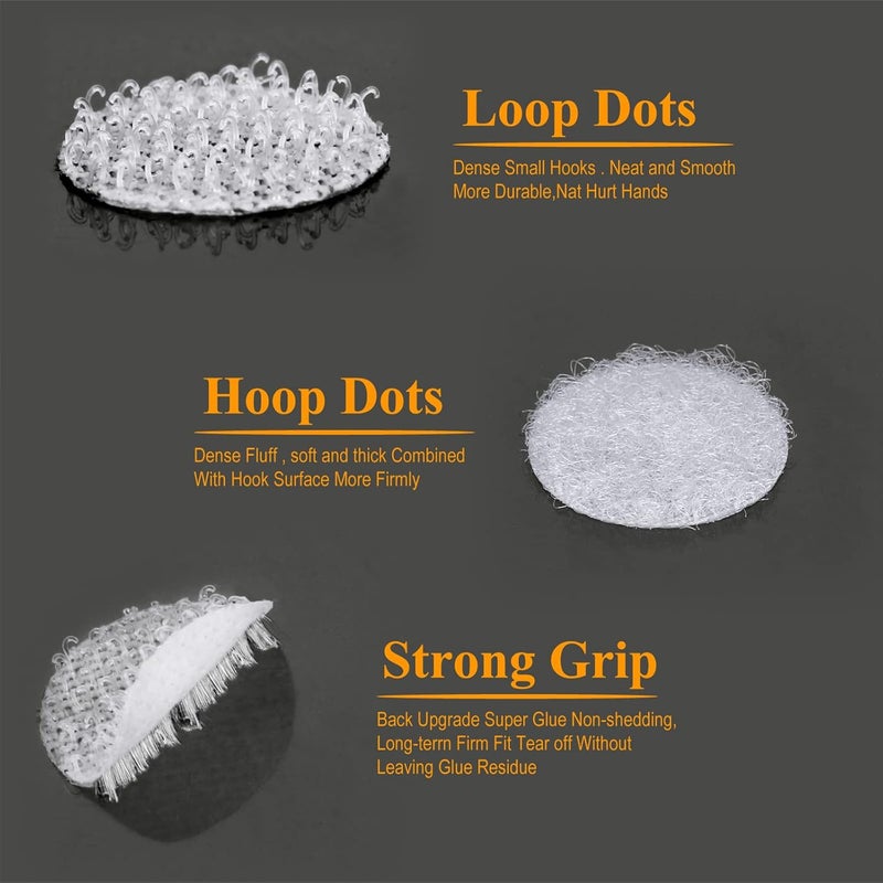 JEVONI Self Adhesive Dots - 0.59" Diameter Waterproof Sticky Back Hook Dot Loop Dot for School, Office, Home, Mounting Arts & Crafts (1000, White-0.59') - Image 2